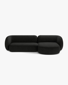 COLTAR PE DREAPTA KATE, NEGRU, 285X176 CM, TAPITAT CU TAPITERIE DIN TEXTIL BOUCLE BALOO, MICADONI