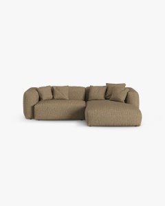 COLTAR PE DREAPTA MARTINA, 180X176 CM, ADANCIME SCAUN 90 CM, CAPPUCCINO, TAPITAT CU TAPITERIE DIN TEXTIL BOUCLE MONET, MICADONI