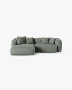 COLTAR PE DREAPTA MARTINA, 180X176 CM, ADANCIME SCAUN 90 CM, VERDE MUSCHI, TAPITAT CU TAPITERIE DIN TEXTIL STRUCTURAT BOSTON, MICADONI