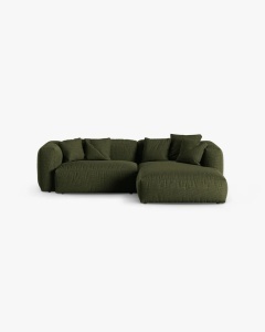 COLTAR PE DREAPTA MARTINA, 180X176 CM, ADANCIME SCAUN 90 CM, VERDE, TAPITAT CU TAPITERIE DIN TEXTIL STRUCTURAT BOSTON, MICADONI