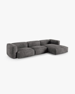 COLTAR PE DREAPTA MARTINA, 330X176 CM, ADANCIME SCAUN 90 CM, GRI, TAPITAT CU TAPITERIE DIN TEXTIL CATIFEA VOGUE, MICADONI - Img 2