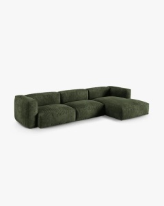 COLTAR PE DREAPTA MARTINA, 330X176 CM, ADANCIME SCAUN 90 CM, VERDE, TAPITAT CU TAPITERIE DIN TEXTIL CATIFEA VOGUE, MICADONI - Img 2