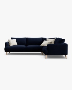 COLTAR PE DREAPTA, NAOMI, ALBASTRU ROYAL, 280X195 CM, TAPITAT CU TAPITERIE DIN TEXTIL CATIFEA SALVADOR, MICADONI