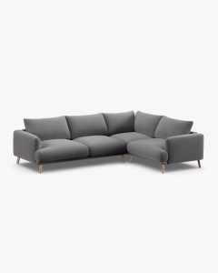 COLTAR PE DREAPTA, NAOMI, GRI, 280X195 CM, TAPITAT CU TAPITERIE DIN TEXTIL CATIFEA SALVADOR, MICADONI - Img 3