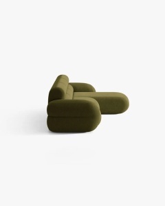 COLTAR PE DREAPTA, NEO, VERDE MASLINIU INCHIS, 305X165 CM, TAPITAT CU TAPITERIE DIN TEXTIL BOUCLE BALOO, MICADONI - Img 3