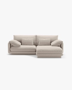 COLTAR PE DREAPTA, TORINO, 220X170, BEJ DESCHIS, CU TAPITERIE DIN TEXTIL STRUCTURAT WIND, MICADONI