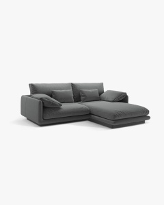 COLTAR PE DREAPTA, TORINO, 220X170, GRI INCHIS, CU TAPITERIE DIN TEXTIL STRUCTURAT WIND, MICADONI