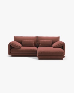 COLTAR PE DREAPTA, TORINO, 220X170, MARO ROSU CALD, CU TAPITERIE DIN TEXTIL CATIFEA CASINO, MICADONI
