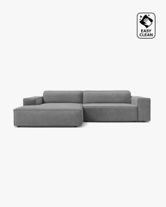 COLTAR PE STANGA, CU 3 LOCURI JODIE, 224X162 CM, ADANCIME SCAUN 62 CM, GRI DESCHIS, TAPITAT CU TAPITERIE DIN TEXTIL CATIFEA VENUS, MICADONI