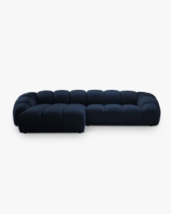 COLTAR PE STANGA DIANA, ALBASTRU ROYAL, 334X182 CM, TAPITAT CU TAPITERIE DIN TEXTIL CATIFEA SALVADORE, MICADONI
