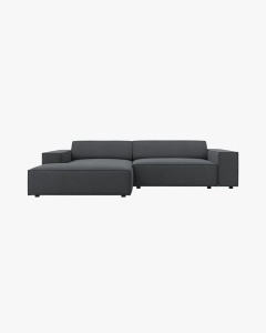 COLTAR PE STANGA JODIE, CU 3 LOCURI, 224X162 CM, ADANCIME SCAUN 62 CM, GRI INCHIS, TAPITAT CU TAPITERIE DIN TEXTIL STRUCTURAT MEGAN, MICADONI