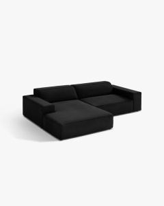 COLTAR PE STANGA JODIE, CU 3 LOCURI, 224X162 CM, ADANCIME SCAUN 62 CM, NEGRU, TAPITAT CU TAPITERIE DIN TEXTIL CATIFEA BLUVEL MICADONI - Img 2