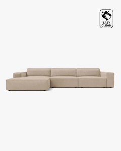 COLTAR PE STANGA JODIE, CU 4 LOCURI, 284X162 CM, ADANCIME SCAUN 62 CM, BEJ, TAPITAT CU TAPITERIE DIN TEXTIL CATIFEA VENUS, MICADONI