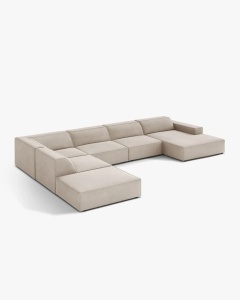COLTAR PE STANGA JODIE, CU 7 LOCURI, 361X258 CM, ADANCIME SCAUN 62 CM, BEJ INCHIS, TAPITAT CU TAPITERIE DIN TEXTIL CATIFEA VENUS, MICADONI - Img 3