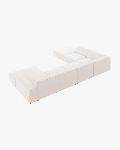 COLTAR PE STANGA JODIE, CU 7 LOCURI, 361X258 CM, ADANCIME SCAUN 62 CM, BEJ DESCHIS, TAPITAT CU TAPITERIE DIN TEXTIL STRUCTURAT MEGAN, MICADONI - Img 3