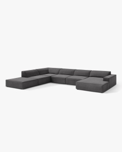 COLTAR PE STANGA JODIE, CU 7 LOCURI, 361X258 CM, ADANCIME SCAUN 62 CM, GRI, TAPITAT CU TAPITERIE DIN TEXTIL CATIFEA VENUS, MICADONI - Img 2