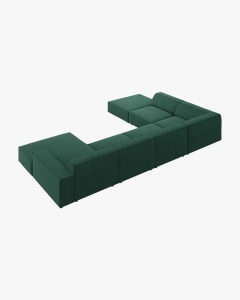 COLTAR PE STANGA JODIE, CU 7 LOCURI, 361X258 CM, ADANCIME SCAUN 62 CM, VERDE, TAPITAT CU TAPITERIE DIN TEXTIL STRUCTURAT MEGAN, MICADONI - Img 3