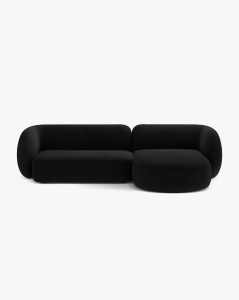COLTAR PE STANGA KATE, NEGRU, 285X176 CM, TAPITAT CU TAPITERIE DIN TEXTIL CATIFEA SALVADOR, MICADONI