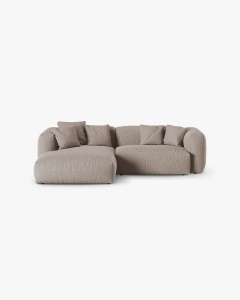 COLTAR PE STANGA MARTINA, 180X176 CM, ADANCIME SCAUN 90 CM, BEJ INCHIS, TAPITAT CU TAPITERIE DIN TEXTIL STRUCTURAT BOSTON, MICADONI