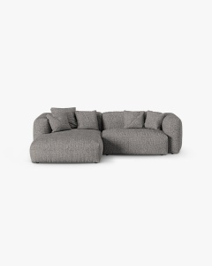 COLTAR PE STANGA MARTINA, 180X176 CM, ADANCIME SCAUN 90 CM, GRI GRAFIT, TAPITAT CU TAPITERIE DIN TEXTIL BOUCLE MONET, MICADONI