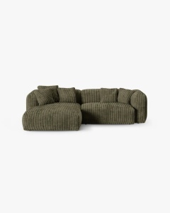 COLTAR PE STANGA MARTINA, 180X176 CM, ADANCIME SCAUN 90 CM, VERDE MUSCHI, TAPITAT CU TAPITERIE DIN TEXTIL CORDOI TILIA, MICADONI