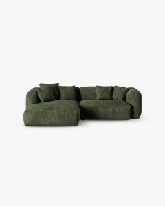 COLTAR PE STANGA MARTINA, 180X176 CM, ADANCIME SCAUN 90 CM, VERDE, TAPITAT CU TAPITERIE DIN TEXTIL CATIFEA VOGUE, MICADONI