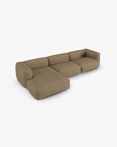 COLTAR PE STANGA MARTINA, 330X176 CM, ADANCIME SCAUN 90 CM, CAPPUCCINO, TAPITAT CU TAPITERIE DIN TEXTIL BOUCLE MONET, MICADONI - Img 3