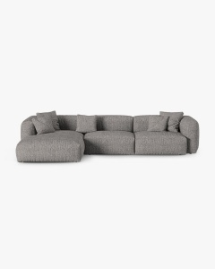 COLTAR PE STANGA MARTINA, 330X176 CM, ADANCIME SCAUN 90 CM, CAPPUCCINO, TAPITAT CU TAPITERIE DIN TEXTIL BOUCLE MONET, MICADONI