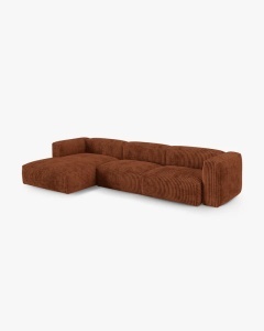 COLTAR PE STANGA MARTINA, 330X176 CM, ADANCIME SCAUN 90 CM, CARAMIZIU, TAPITAT CU TAPITERIE DIN TEXTIL CORDOI TILIA, MICADONI - Img 2