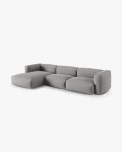 COLTAR PE STANGA MARTINA, 330X176 CM, ADANCIME SCAUN 90 CM, GRI DESCHIS, TAPITAT CU TAPITERIE DIN TEXTIL STRUCTURAT BOSTON, MICADONI - Img 2