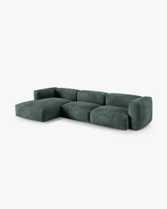 COLTAR PE STANGA MARTINA, 330X176 CM, ADANCIME SCAUN 90 CM, VERDE MUSCHI, TAPITAT CU TAPITERIE DIN TEXTIL CATIFEA VOGUE, MICADONI - Img 2