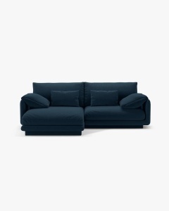 COLTAR PE STANGA, TORINO, 220X170, ALBASTRU MARIN, CU TAPITERIE DIN TEXTIL STRUCTURAT WIND, MICADONI