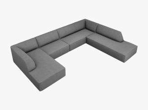COLTAR RUBY, CU 7 LOCURI, PE DREAPTA, GRI, CU TAPITERIE DIN TEXTIL STRUCTURAT OTTAWA, MICADONI - Img 3