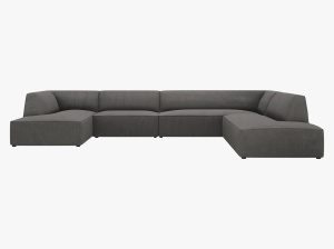 COLTAR RUBY, CU 7 LOCURI, PE DREAPTA, GRI INCHIS, CU TAPITERIE DIN CATIFEA REIATA MATA, MICADONI - Img 2