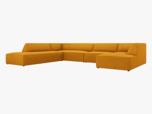COLTAR RUBY, CU 7 LOCURI, PE STANGA, GALBEN, CU TAPITERIE DIN CATIFEA REIATA MATA, MICADONI - Img 3