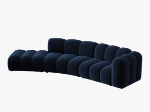 COLTAR SEMIROTUND LUPIN, STANGA, 5 LOCURI, 335 CM, ALBASTRU ROYAL 5, TAPITERIE DIN CATIFEA, DESIGN DEOSEBIT - Img 2