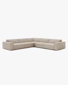 COLTAR SIMETRIC JODIE, 283X283 CM, BEJ INCHIS, TAPITAT CU TAPITERIE DIN TEXTIL CATIFEA BLUVEL, MICADONI