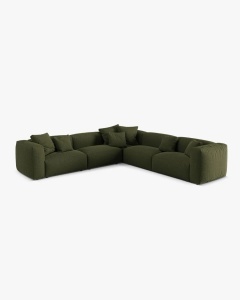 COLTAR SIMETRIC MARTINA, 316X316 CM, ADANCIME SCAUN 90 CM, VERDE, TAPITAT CU TAPITERIE DIN TEXTIL STRUCTURAT BOSTON, MICADONI