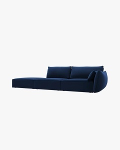 COLTAR SPATIOS SI CONFORTABIL KAELLE, 264 CM, PE STANGA, ALBASTRU ROYAL, CU TAPITERIE DIN TEXTIL CATIFEA BLUVEL, MICADONI - Img 2