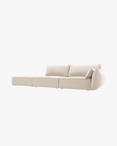 COLTAR SPATIOS SI CONFORTABIL KAELLE, 264 CM, PE STANGA, BEJ DESCHIS, CU TAPITERIE DIN TEXTIL CATIFEA BLUVEL, MICADONI - Img 2