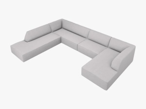 COLTAR UBY, CU 7 LOCURI, PE STANGA, GRI DESCHIS, CU TAPITERIE DIN TEXTIL STRUCTURAT OTTAWA, MICADONI - Img 3