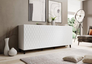 COMODA, CAMA-ASTI-COMODA-BI/BI 200CM, DIN PLACI LAMINATE SI MDF, ALB MAT, DESIGN MODERN - Img 2