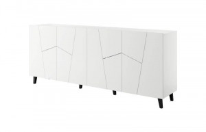 COMODA, CAMA-ETNA-KOM-BI/BI 200CM, DIN PLACI LAMINATE SI MDF, ALB MAT, DESIGN MODERN - Img 5