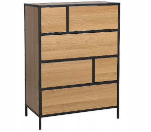 COMODA GEO K6, STEJAR/NEGRU MAT, DIN PLACA LAMINATA SI METAL, STIL MODERN, SIGNAL - Img 3