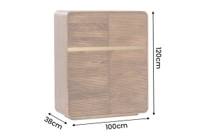 COMODA INALTA LIVING MONZA 120CM, REALIZATA DIN LEMN DE MANGO, DETALII AURII, CULOARE MARO/AURIU - Img 13