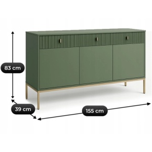 COMODA LIVING 155CM, ARTIM MEBLE, CU 3 USI, REALIZATA DIN MDF, CULOARE VERDE, STIL MODERN - Img 5
