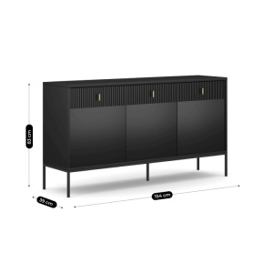 COMODA LIVING 155CM, ARTIM MEBLE, CU 3 USI, REALIZATA DIN MDF, CULOARE NEAGRA, STIL MODERN - Img 6