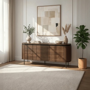 COMODA LIVING 160CM, ARTIM MEBLE, CU 3 USI, REALIZATA DIN MDF, CULOARE NUC, STIL MODERN - Img 7