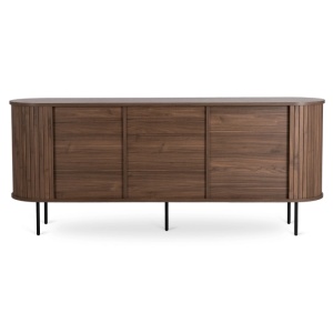 COMODA LIVING 180CM, ARTIM MEBLE, CU 2 USI SI SERTARE, REALIZAT DIN MDF SI METAL, CULOARE NUC, STIL MODERN - Img 5