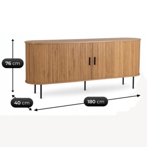 COMODA LIVING 180CM, ARTIM MEBLE, CU 2 USI SI SERTARE, REALIZAT DIN MDF SI METAL, CULOARE STEJAR, STIL MODERN - Img 9